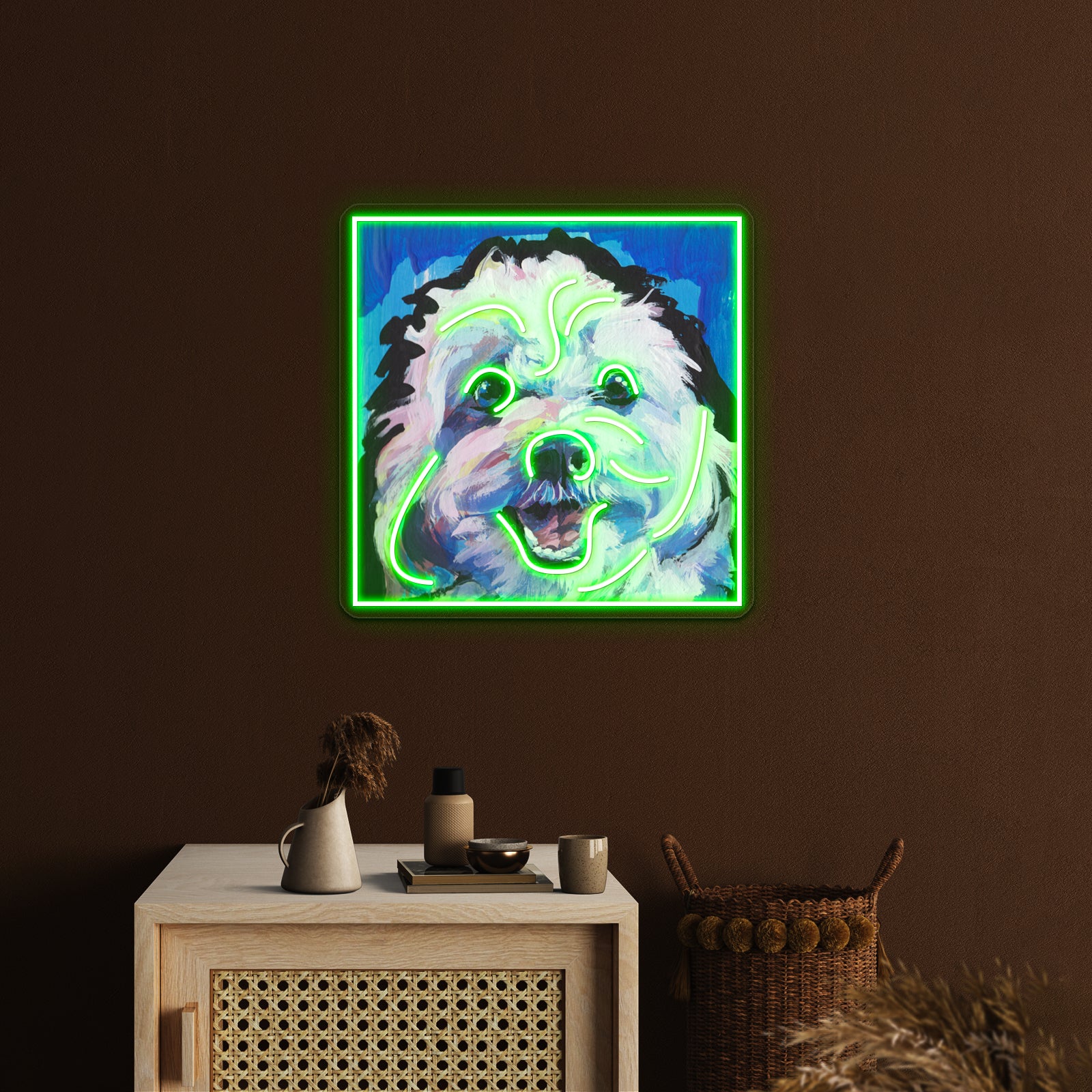 Fun Cavachon Dog Bright Colorful Pop Artwork Neon Led Signs