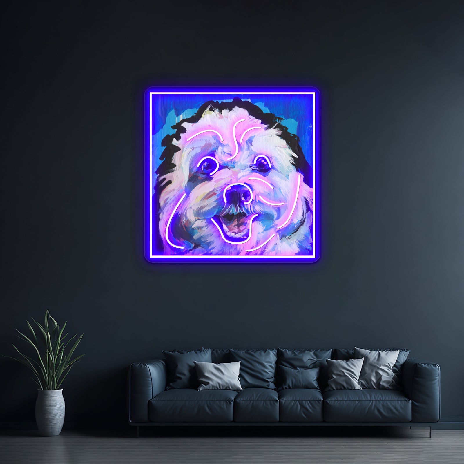 Fun Cavachon Dog Bright Colorful Pop Artwork Neon Led Signs