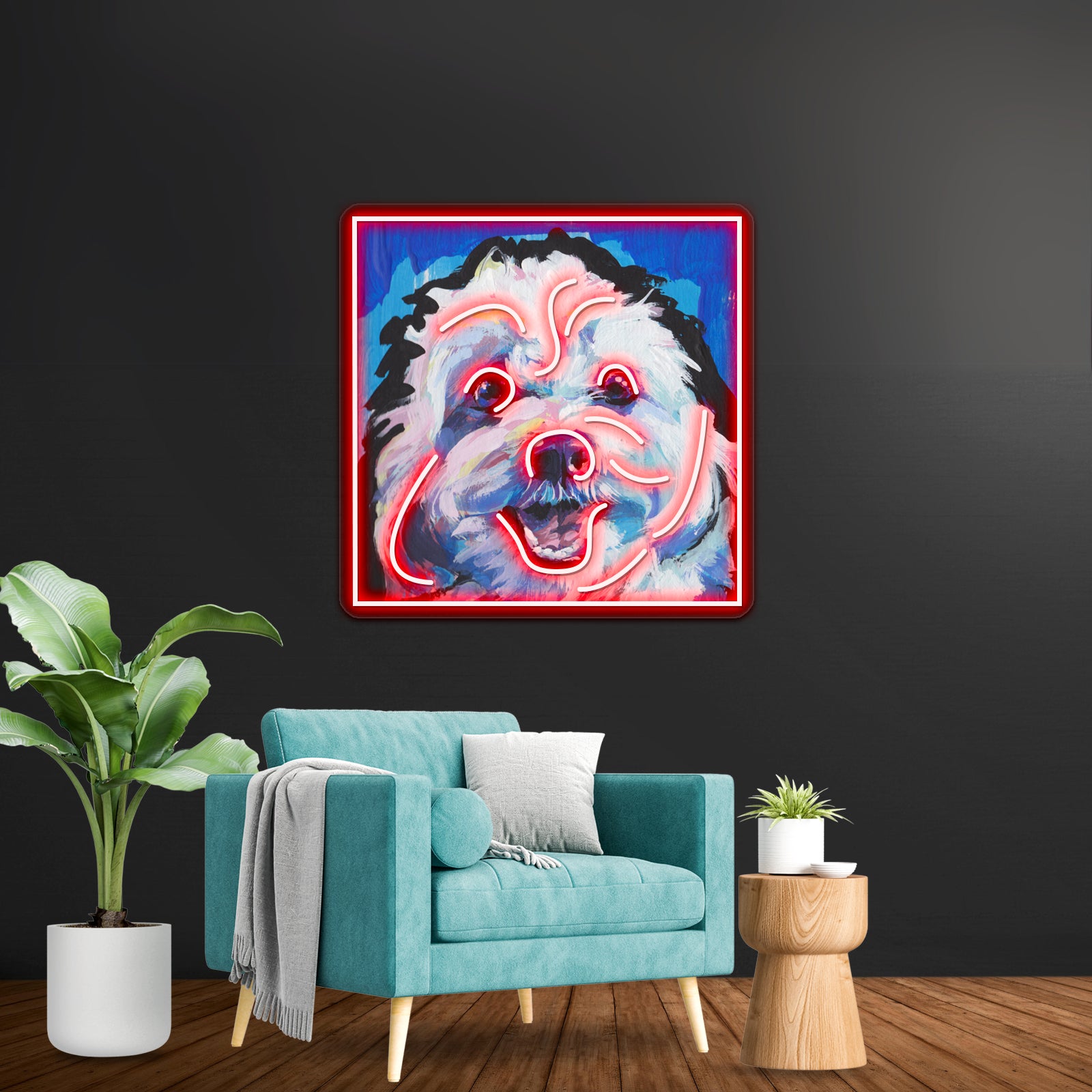 Fun Cavachon Dog Bright Colorful Pop Artwork Neon Led Signs