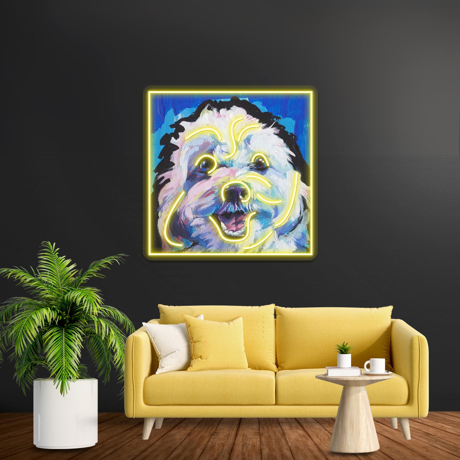 Fun Cavachon Dog Bright Colorful Pop Artwork Neon Led Signs