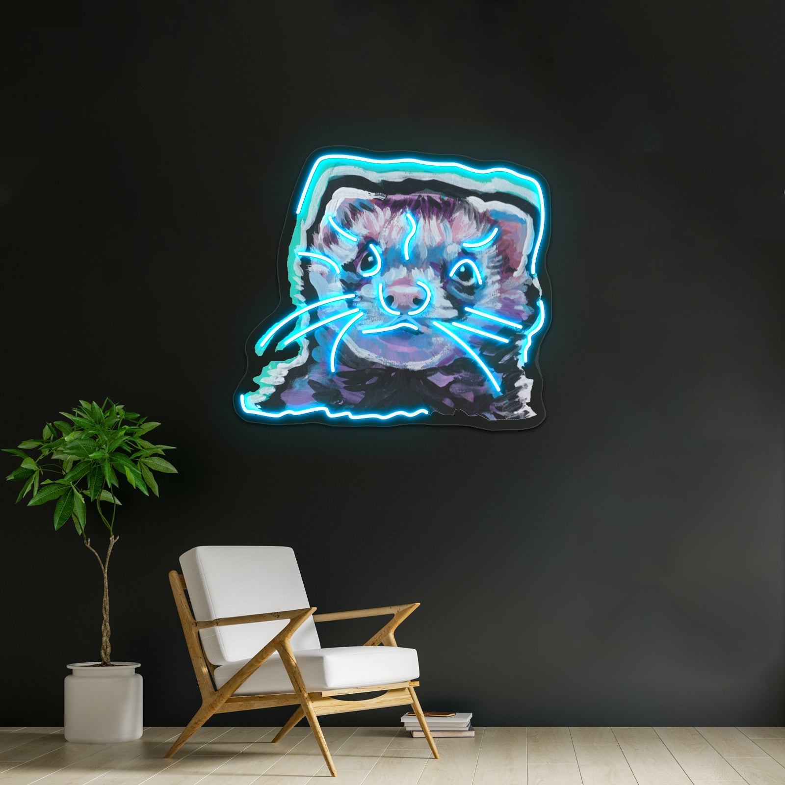 Fun Ferret Pet Bright Colorful Pop Artwork Neon Led Signs