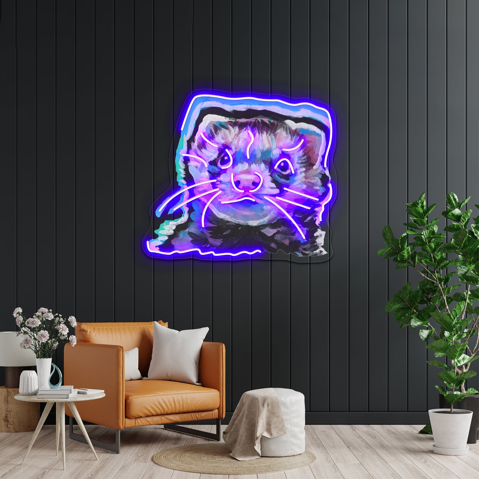Fun Ferret Pet Bright Colorful Pop Artwork Neon Led Signs