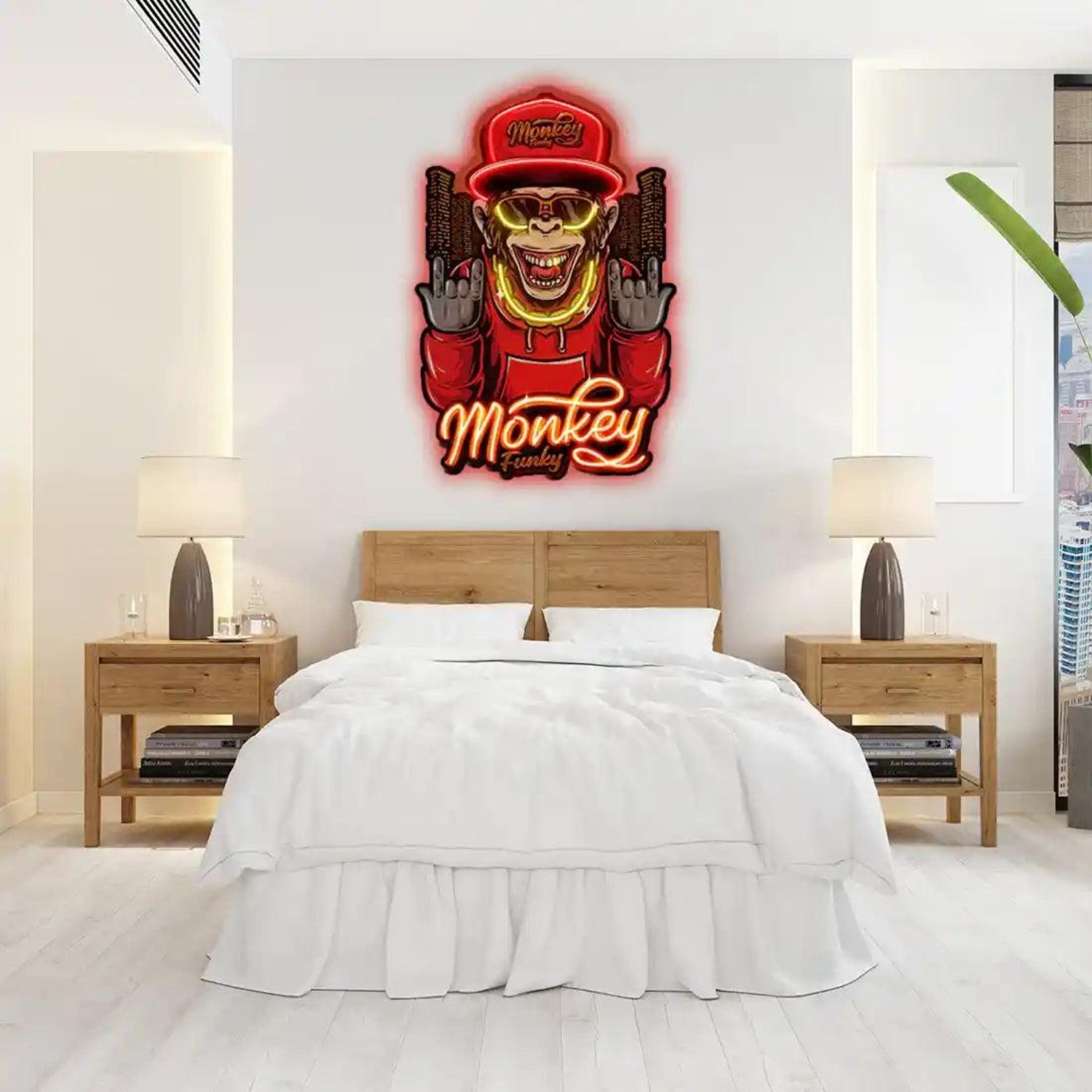 Funky Monkey Gold Chain LED Neon Sign for Urban Home Decor | Shineneon