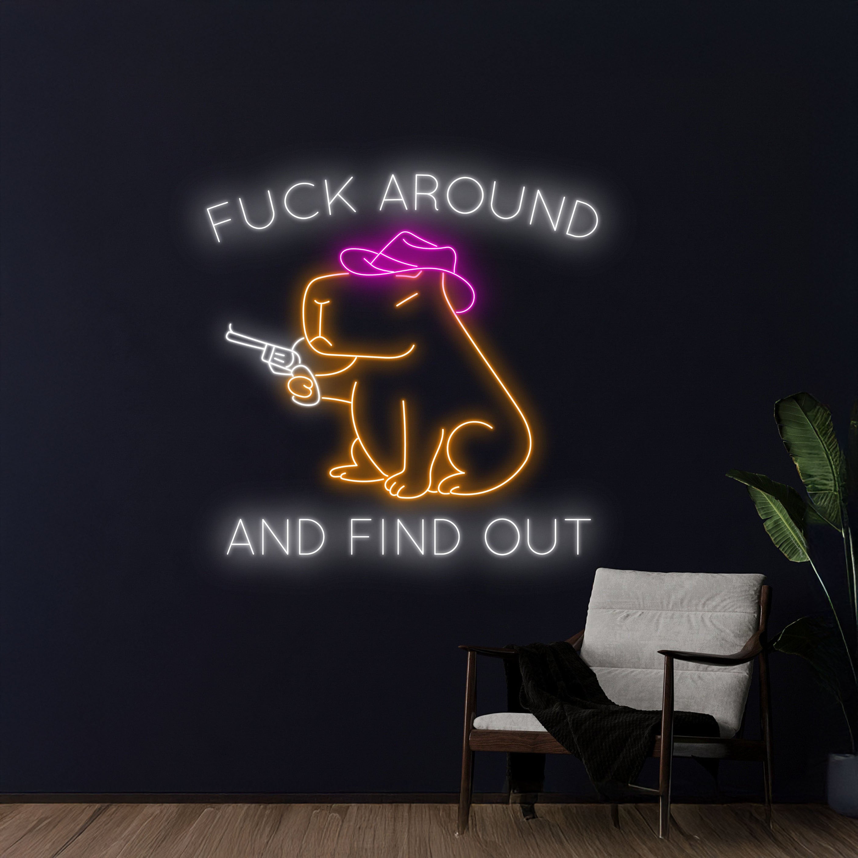 Funny Around And Find Out Cowboy Capybara Gun Neon Light | Shineneon