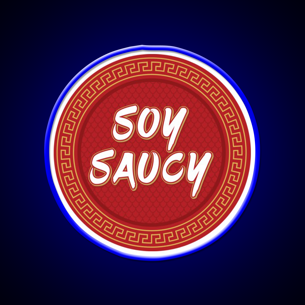 Funny Asian Food Soy Sauce Soy Saucy Led Neon Sign Chinese Food Rgb Color