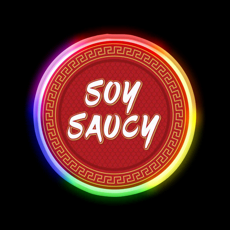 Funny Asian Food Soy Sauce Soy Saucy Led Neon Sign Chinese Food Rgb Color