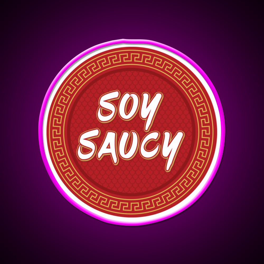 Funny Asian Food Soy Sauce Soy Saucy Led Neon Sign Chinese Food Rgb Color