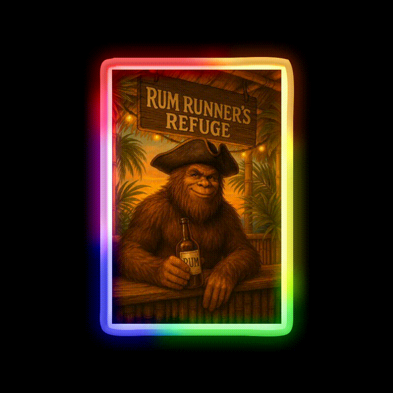 Funny Bigfoot Tiki Bar Runners Refuge Man Cave Bar Led Neon Sign Rgb Color