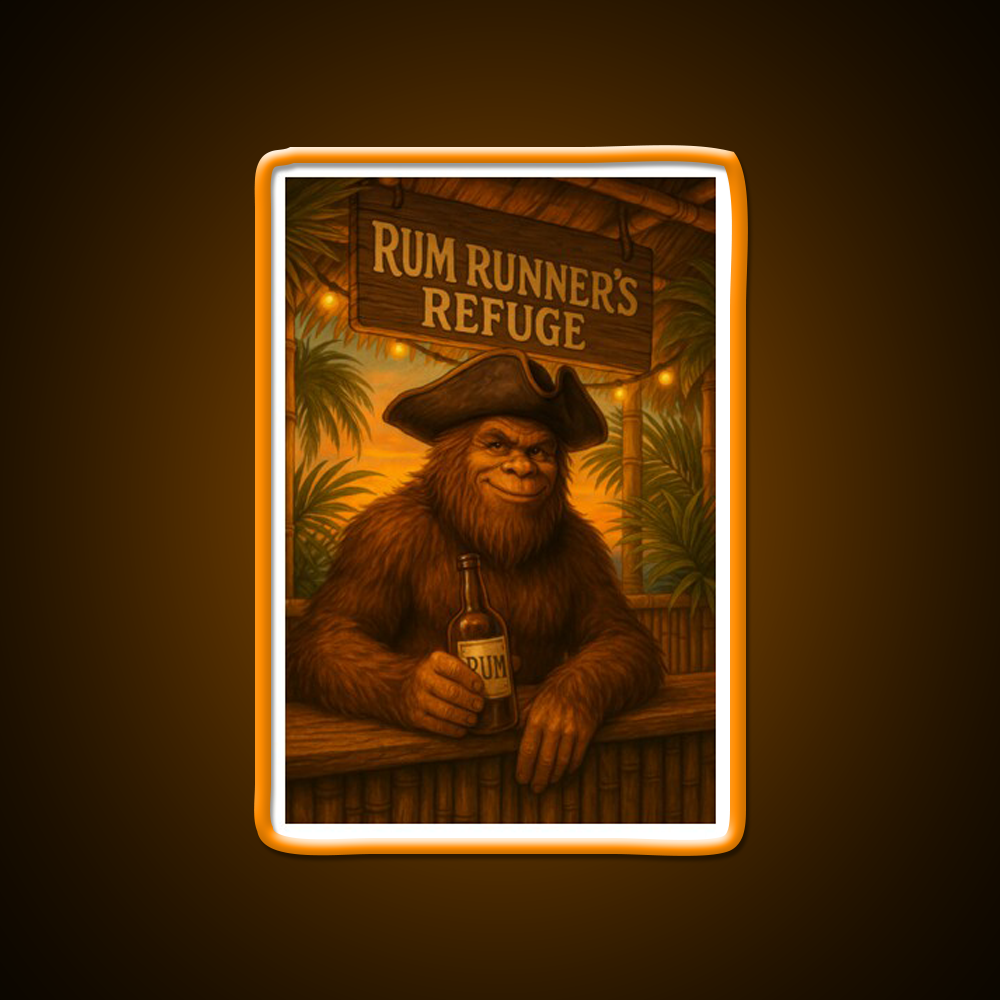 Funny Bigfoot Tiki Bar Runners Refuge Man Cave Bar Led Neon Sign Rgb Color