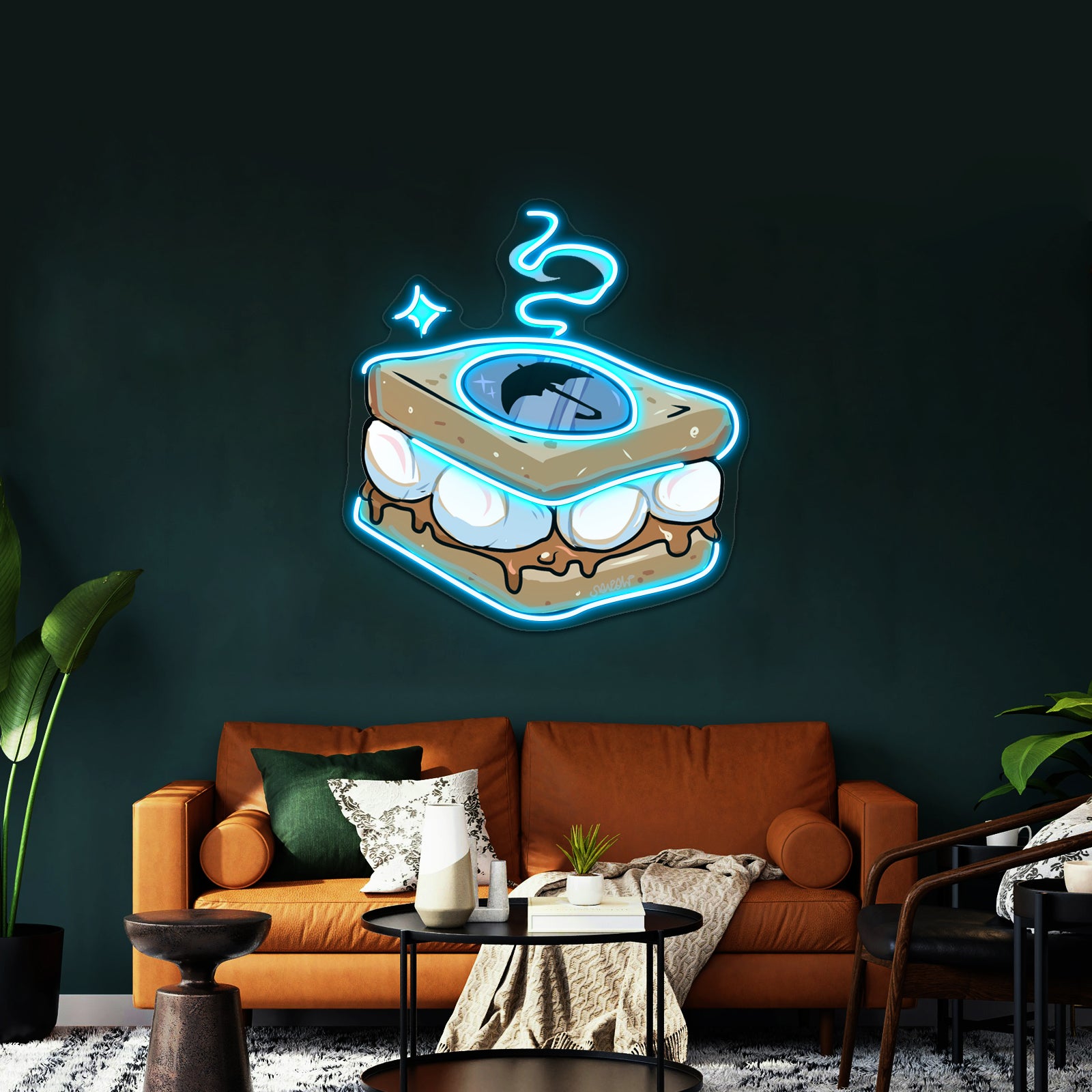 Funny Bread With Eggs Artwork Neon Led Signs
