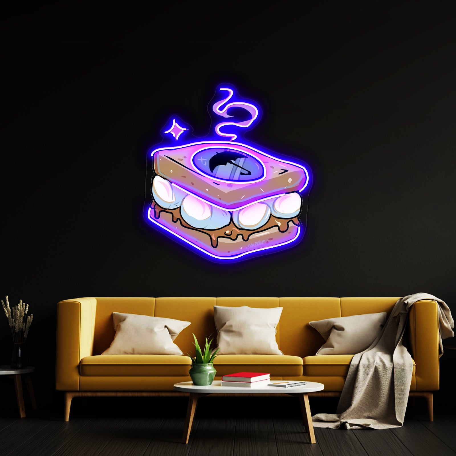 Funny Bread With Eggs Artwork Neon Led Signs