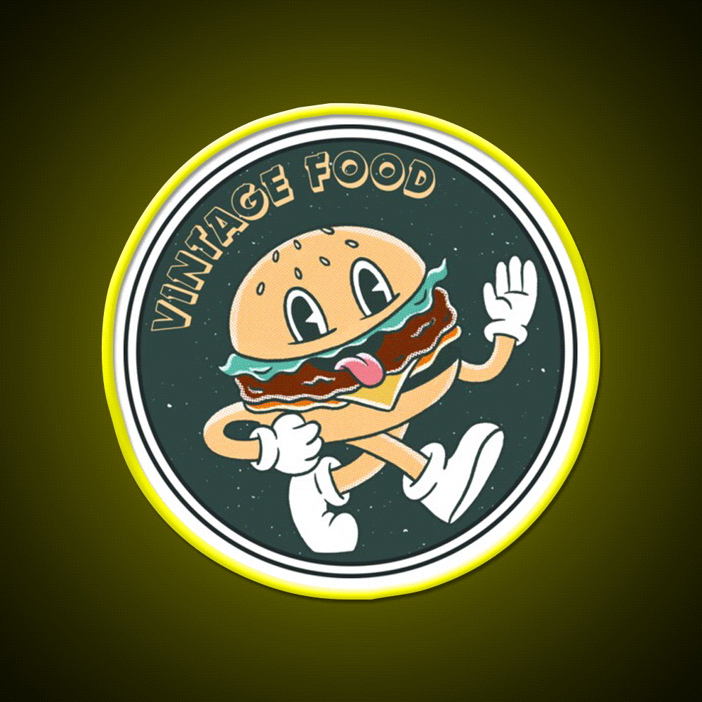 Funny Burguer Vintage Food Fast Food Led Neon Sign For Burger Place Rgb Color - Custom LED neon sign front view