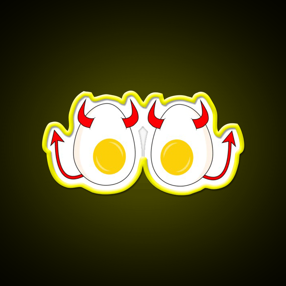 Funny Cartoon Deviled Eggs Snack Food Led Neon Sign Rgb Color - Custom LED neon sign front view