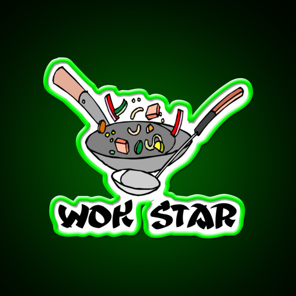 Funny Chinese Food Shirt Wok Shirt Wok Star Led Neon Sign Chinese Food Rgb Color