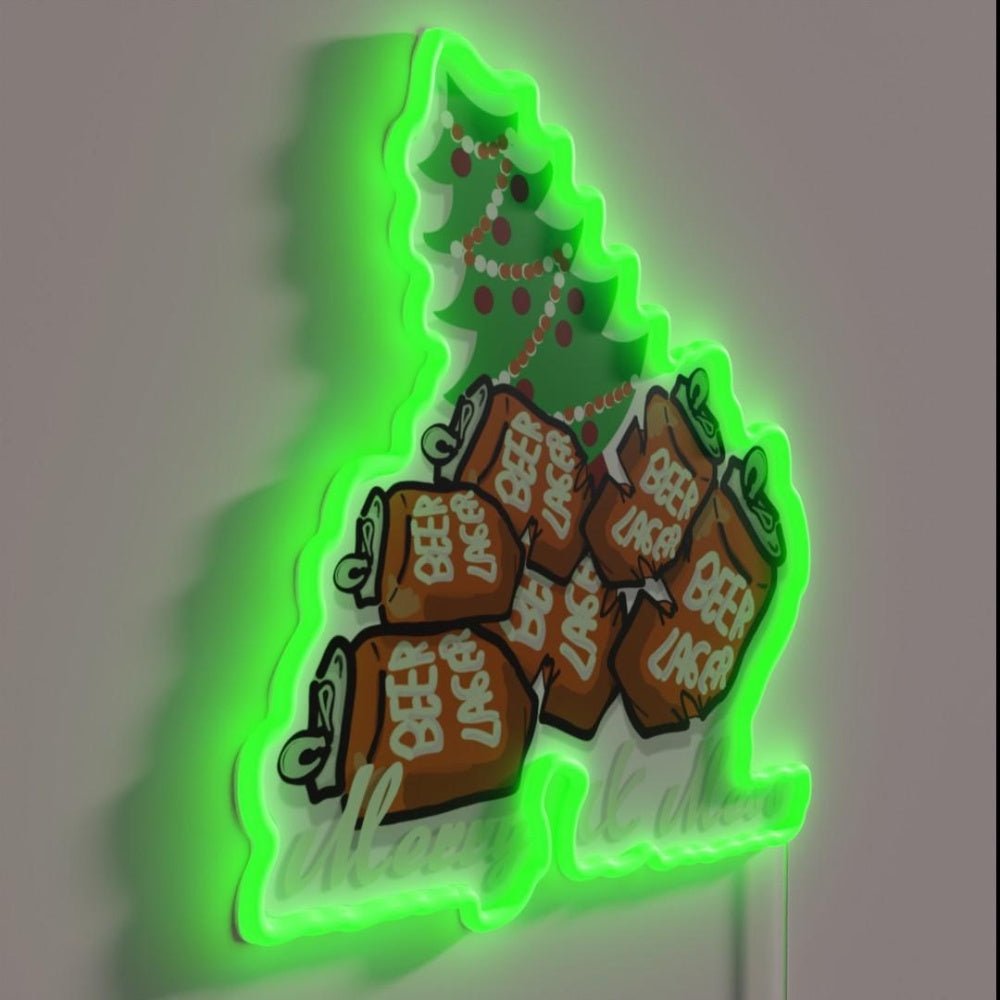 Funny Christmas Saying Cartoon Beer Can Rgb Led Neon Sign - Shineneon
