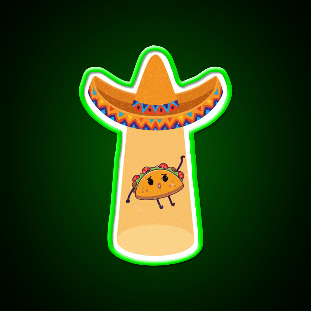 Funny Cute Tacos Extraterrestrial Abduction Taco Led Neon Sign Rgb Color - Shineneon