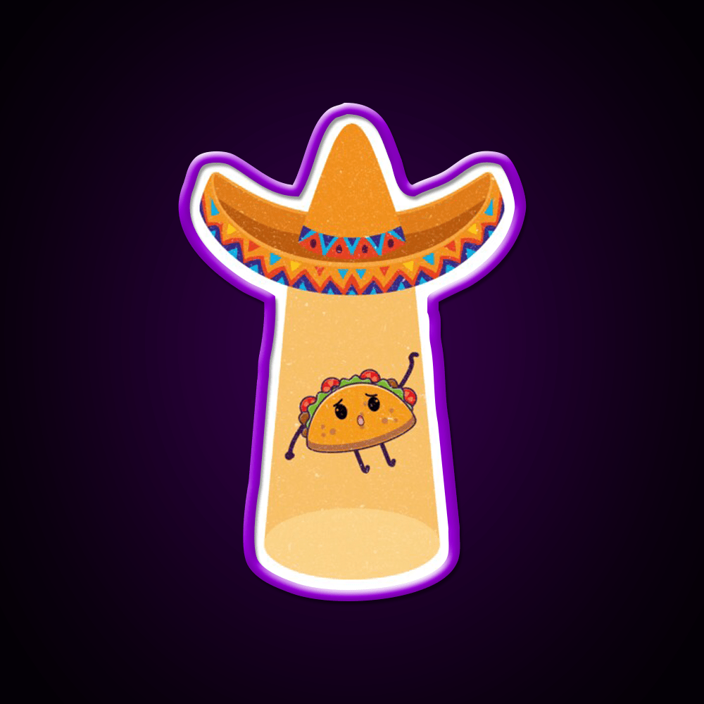Funny Cute Tacos Extraterrestrial Abduction Taco Led Neon Sign Rgb Color - Shineneon