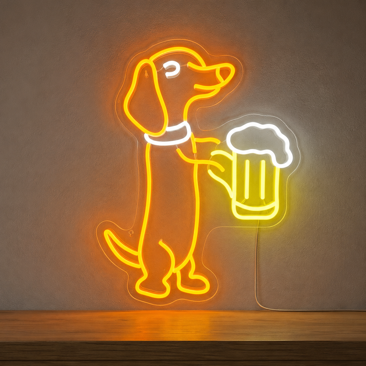 Funny Dachshund Beer Neon Sign Wiener Dog With Drink LED Light Bar LED Neon Sign main product image
