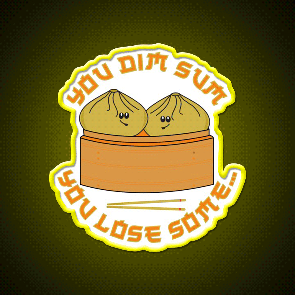 Funny Dim Sum Dumplings Food Pun Led Neon Sign Chinese Food Rgb Color