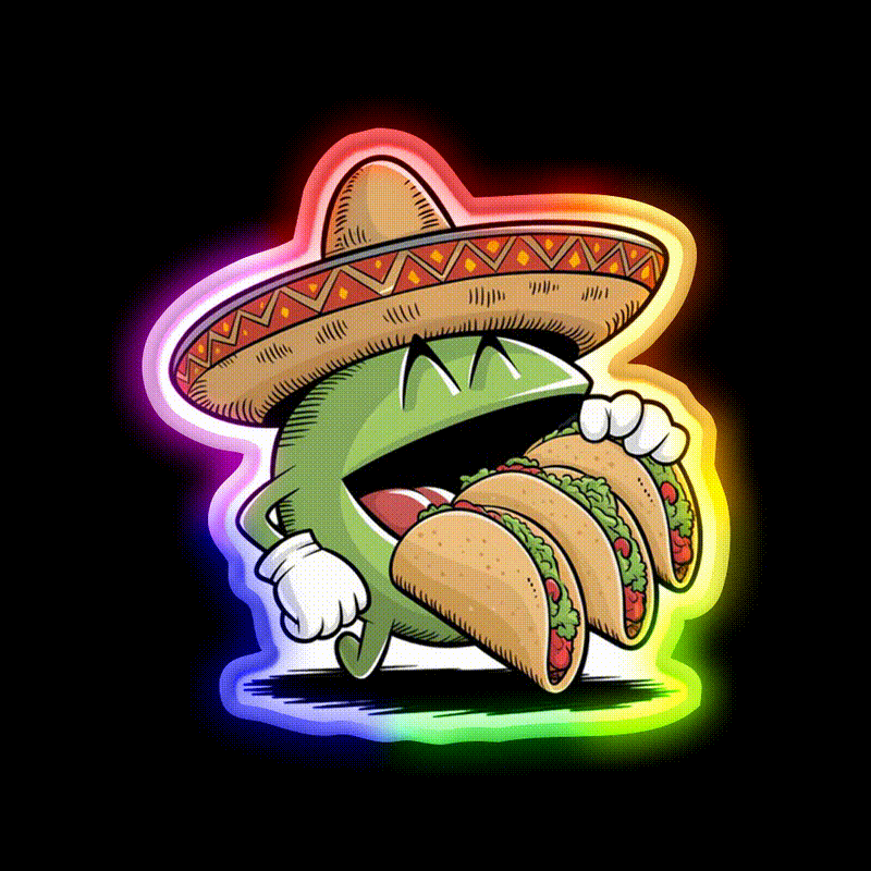 Funny Eating Taco Led Neon Sign Mexican Food Sign Rgb Color - LED neon sign close-up detail