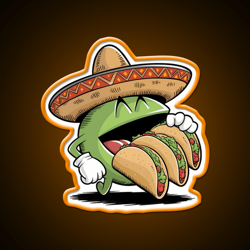 Funny Eating Taco Led Neon Sign Mexican Food Sign Rgb Color - Shineneon