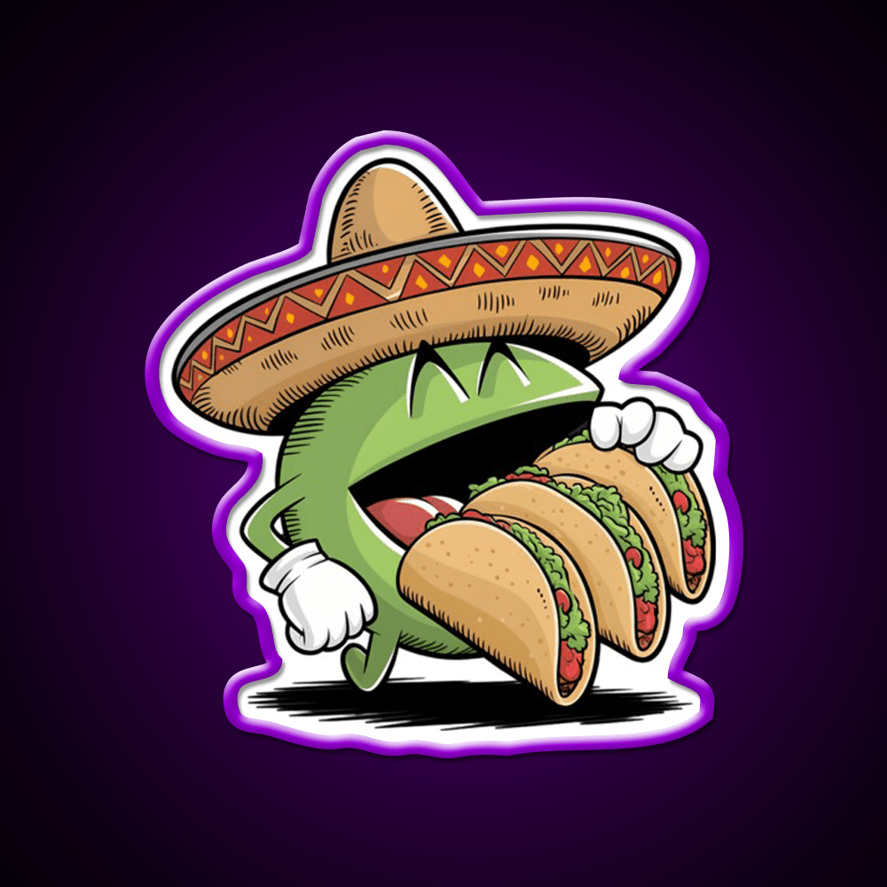 Funny Eating Taco Led Neon Sign Mexican Food Sign Rgb Color - Shineneon