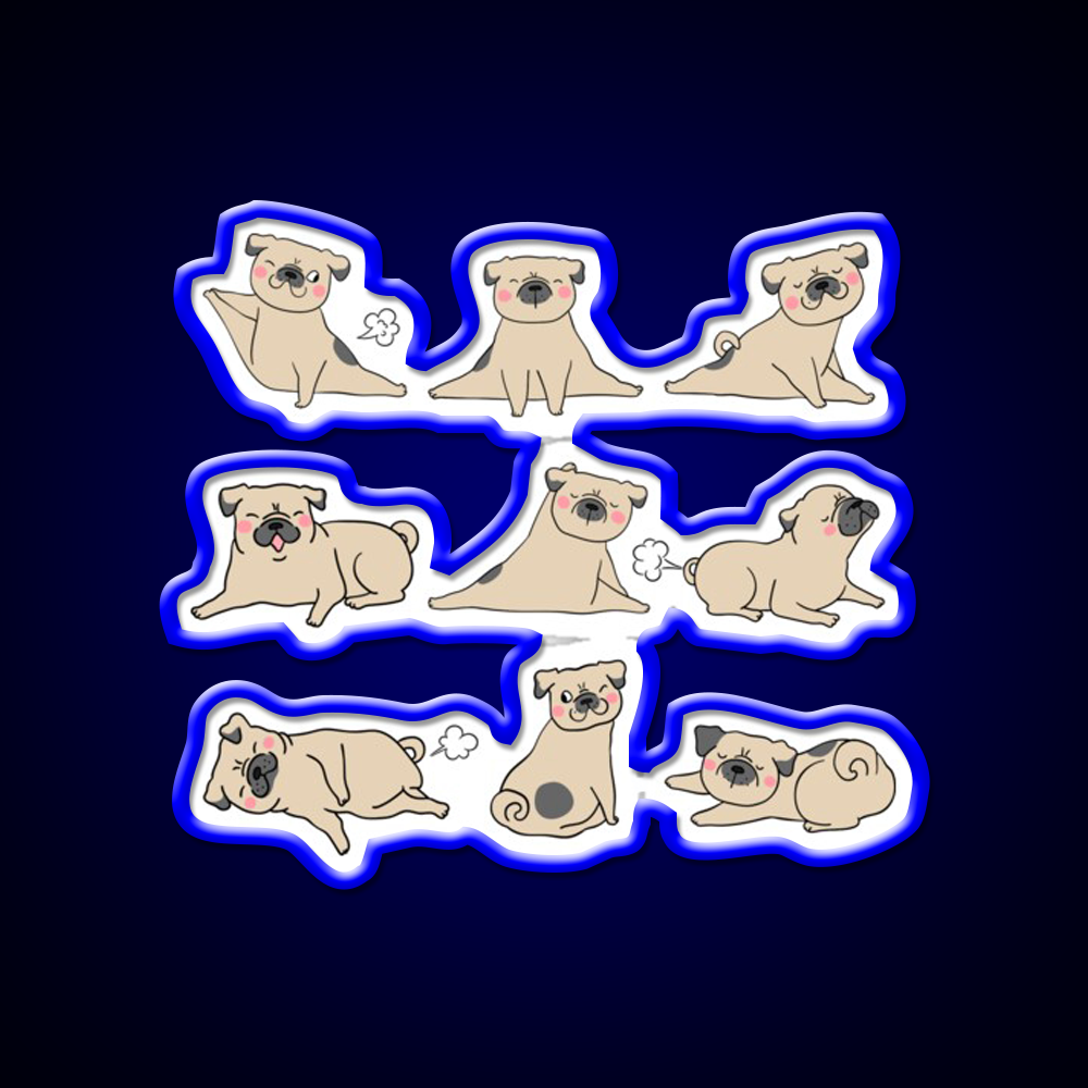 Funny Farting Yoga Pugs Yoga Funny Pug Life Yoga Led Neon Sign Rgb Color