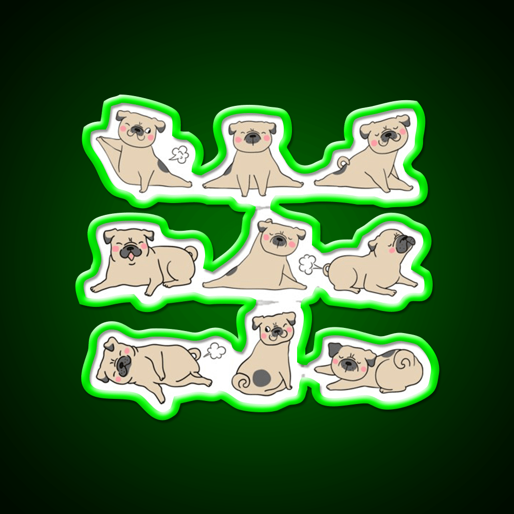 Funny Farting Yoga Pugs Yoga Funny Pug Life Yoga Led Neon Sign Rgb Color - Shineneon