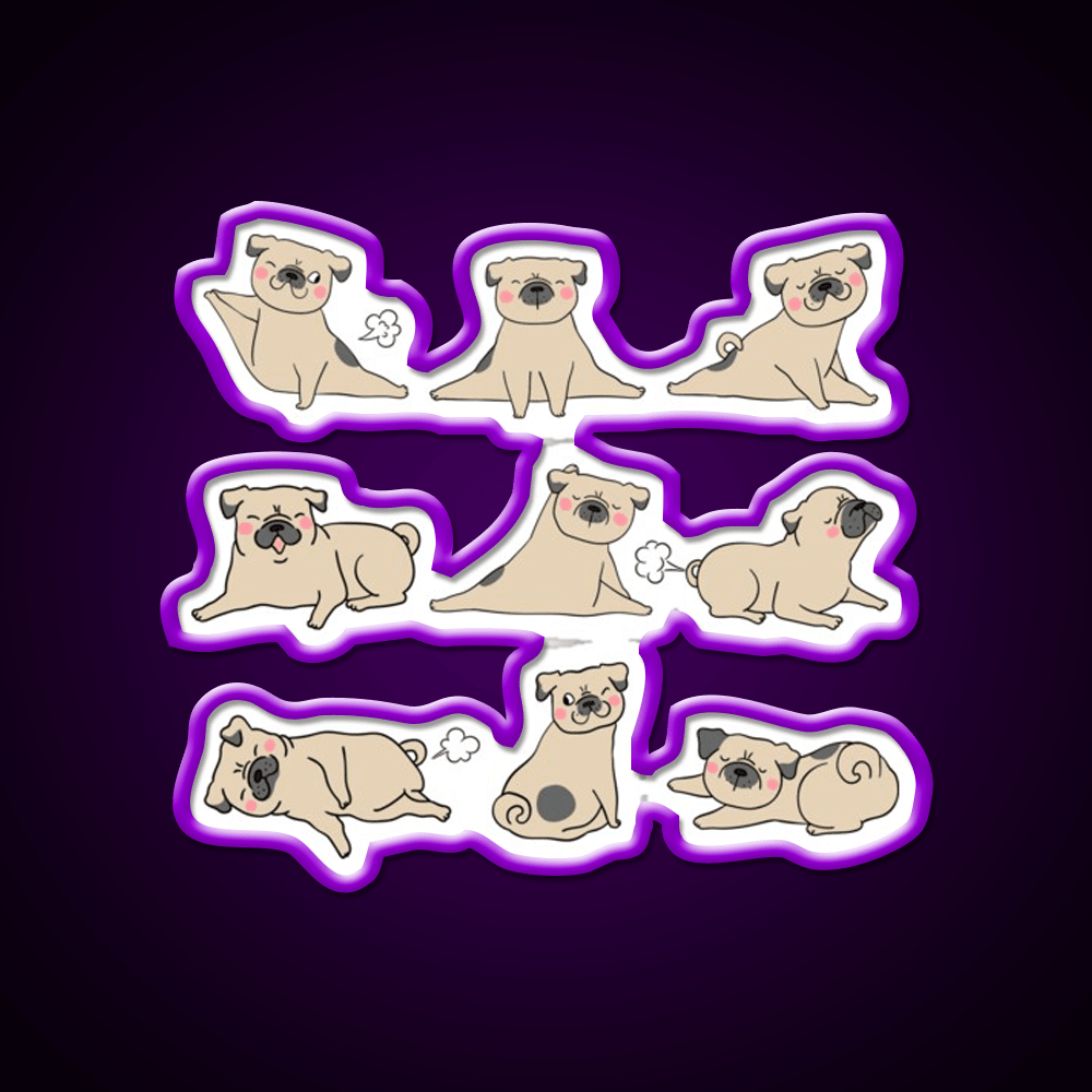 Funny Farting Yoga Pugs Yoga Funny Pug Life Yoga Led Neon Sign Rgb Color - Shineneon