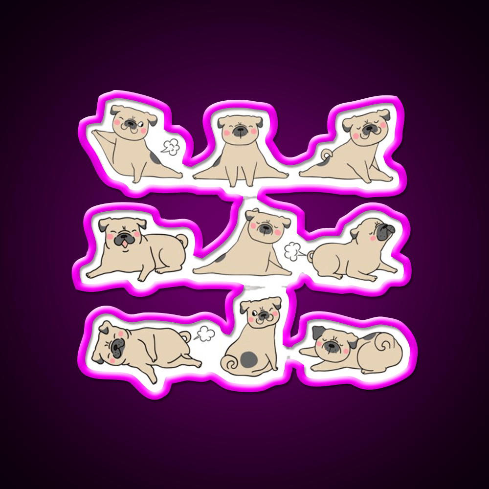 Funny Farting Yoga Pugs Yoga Funny Pug Life Yoga Led Neon Sign Rgb Color - Shineneon