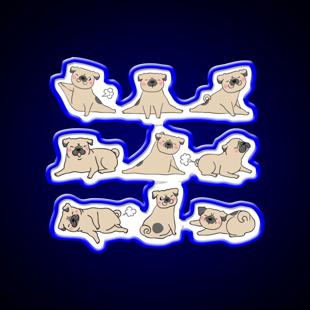 Funny Farting Yoga Pugs Yoga Funny Pug Life Yoga Led Neon Sign Rgb Color - Shineneon