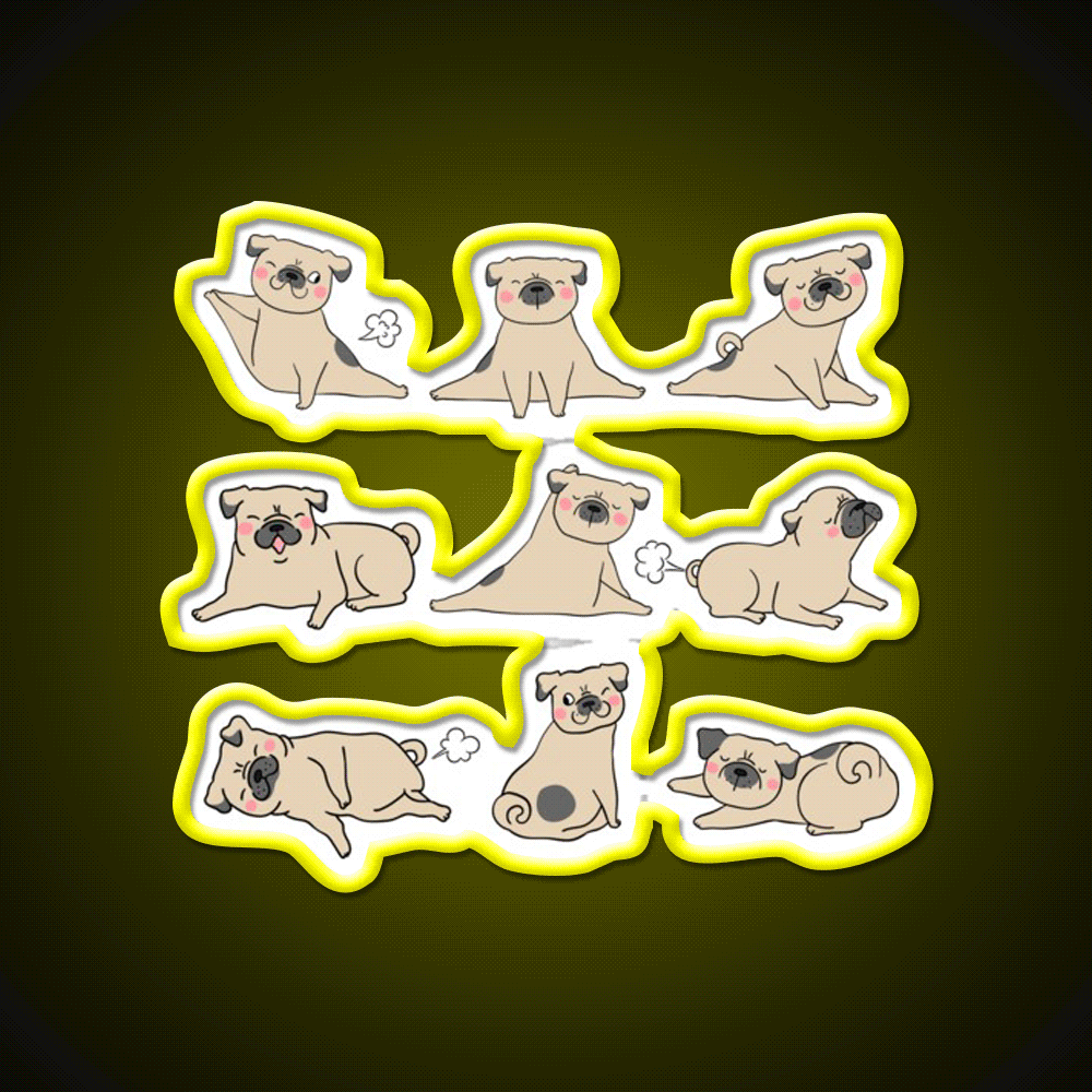 Funny Farting Yoga Pugs Yoga Funny Pug Life Yoga Led Neon Sign Rgb Color