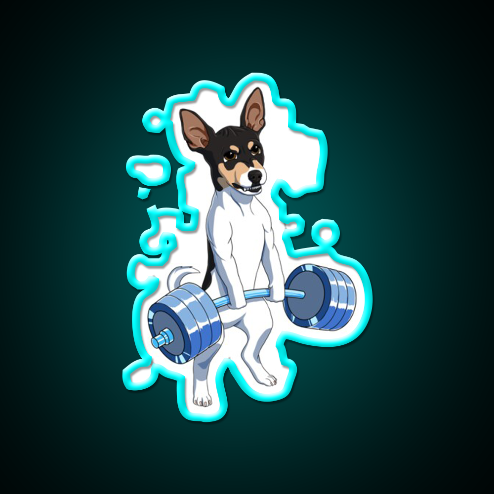 Funny Fitness Weight Lifting Rat Terrier Dog Gym Fitness Led Neon Sign Rgb Color