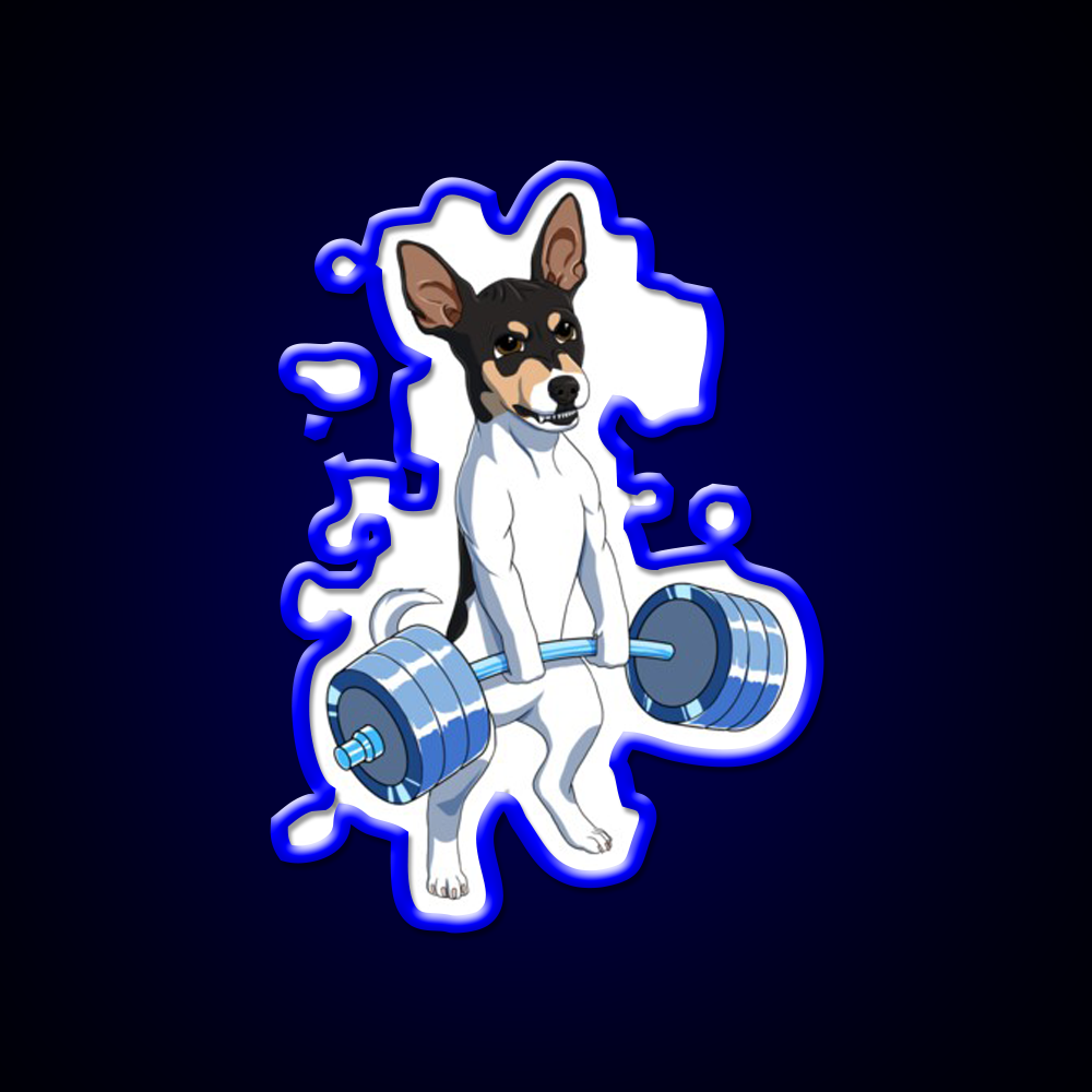 Funny Fitness Weight Lifting Rat Terrier Dog Gym Fitness Led Neon Sign Rgb Color