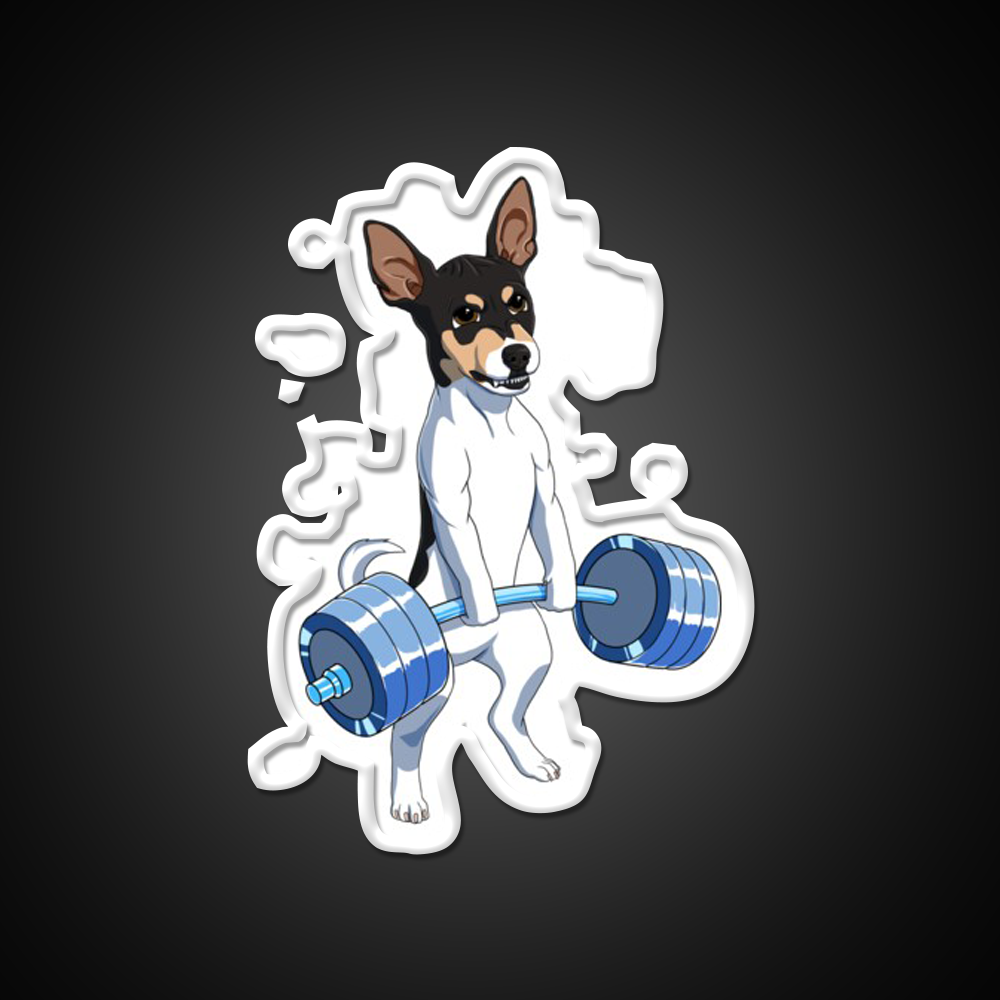 Funny Fitness Weight Lifting Rat Terrier Dog Gym Fitness Led Neon Sign Rgb Color