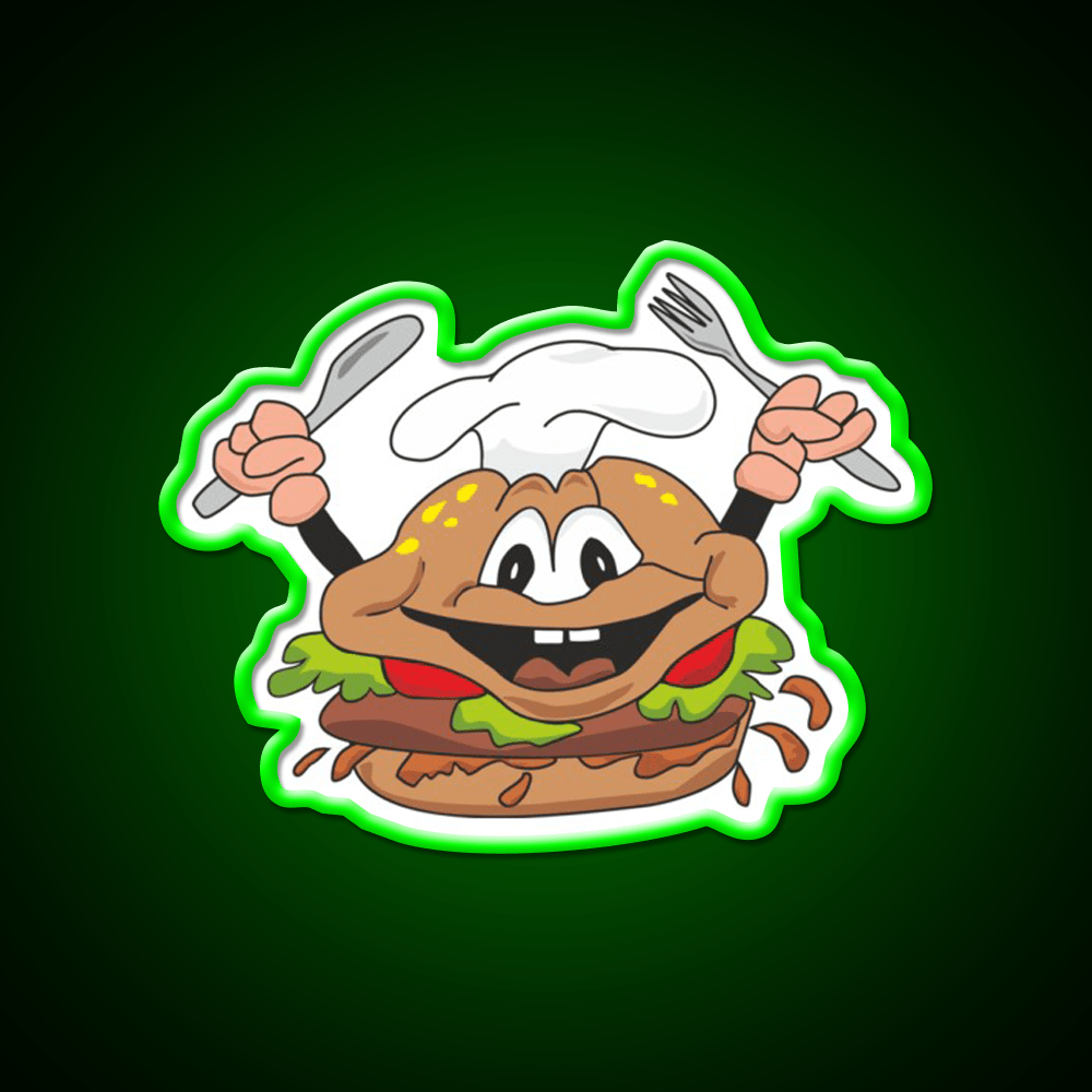 Funny Hamburger Fast Food Led Neon Sign For Burger Place Rgb Color - Shineneon