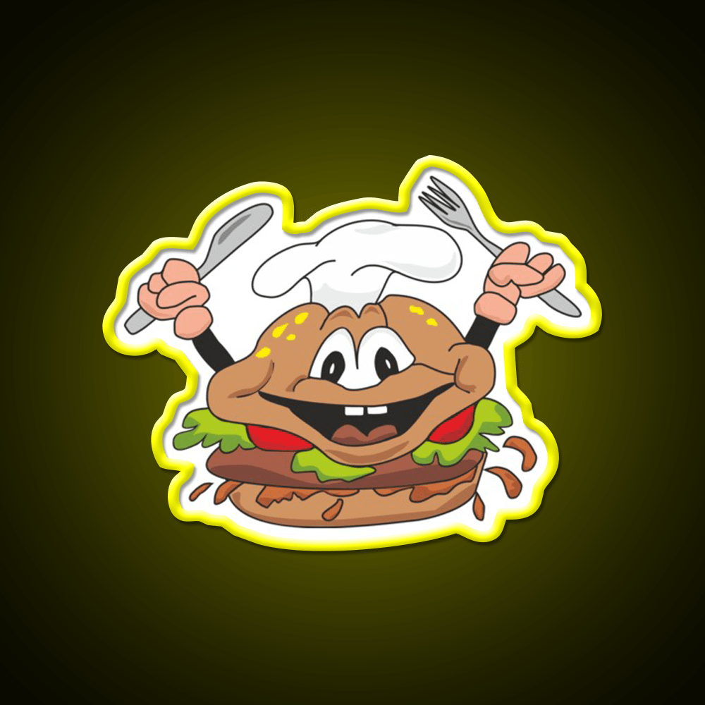 Funny Hamburger Fast Food Led Neon Sign For Burger Place Rgb Color - Shineneon