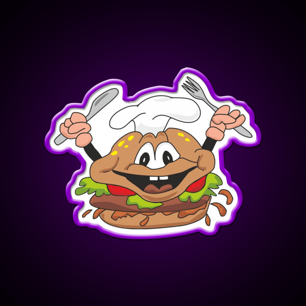Funny Hamburger Fast Food Led Neon Sign For Burger Place Rgb Color - Shineneon
