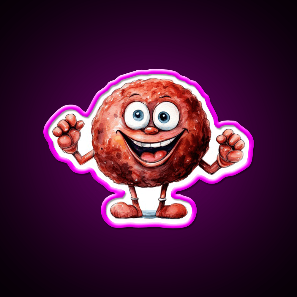 Funny Happy Meatball Snack Food Led Neon Sign Rgb Color - Shineneon