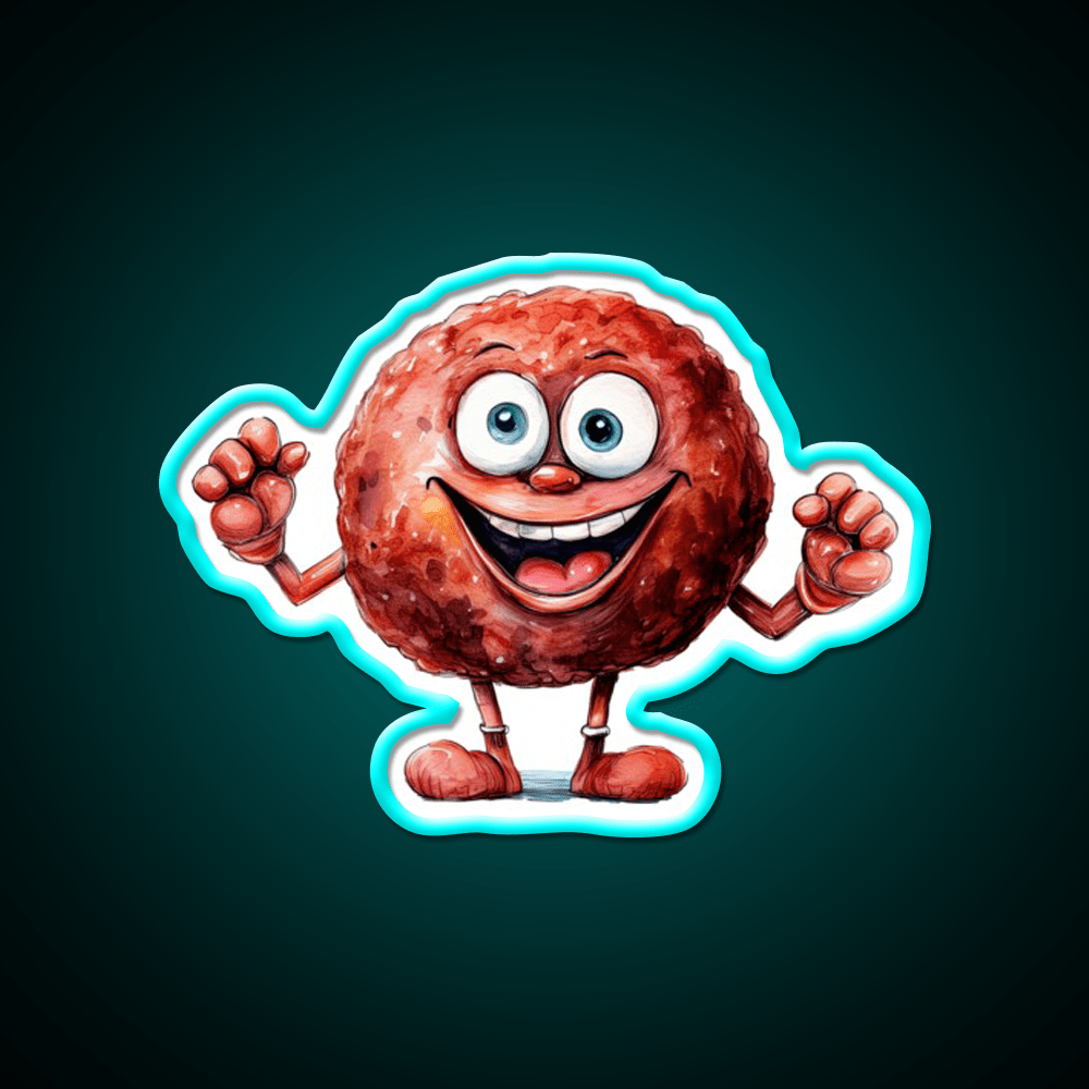 Funny Happy Meatball Snack Food Led Neon Sign Rgb Color - Shineneon