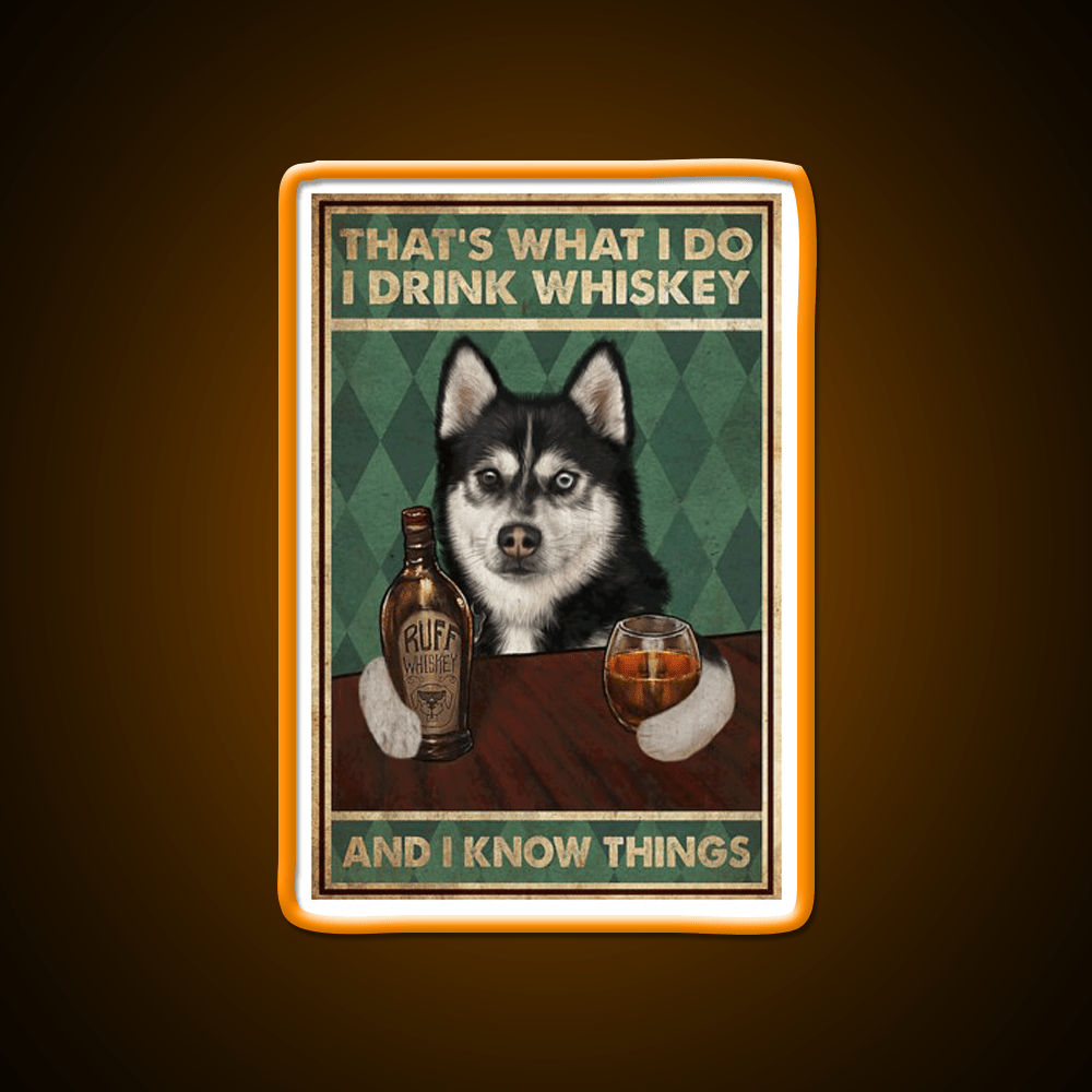 Funny Husky Dog Drink Whiskey Drink Bar Led Neon Sign Rgb Color - Shineneon