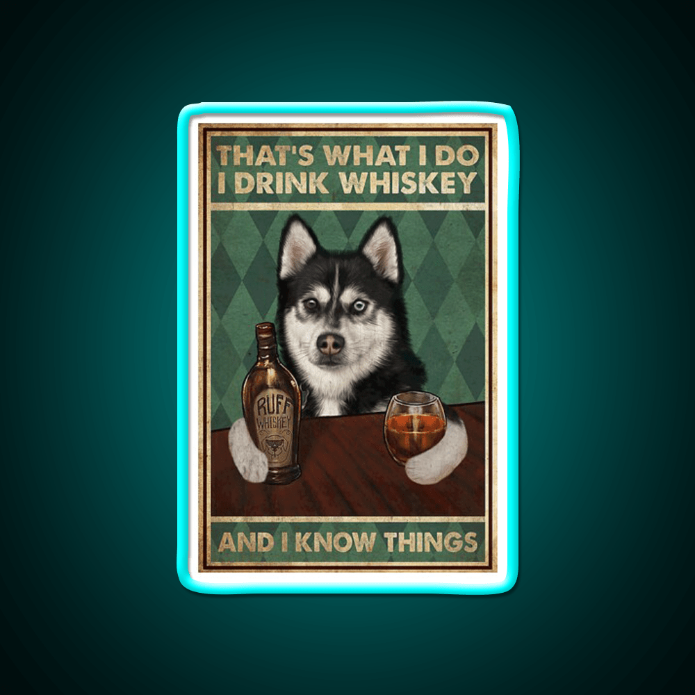 Funny Husky Dog Drink Whiskey Drink Bar Led Neon Sign Rgb Color - Shineneon