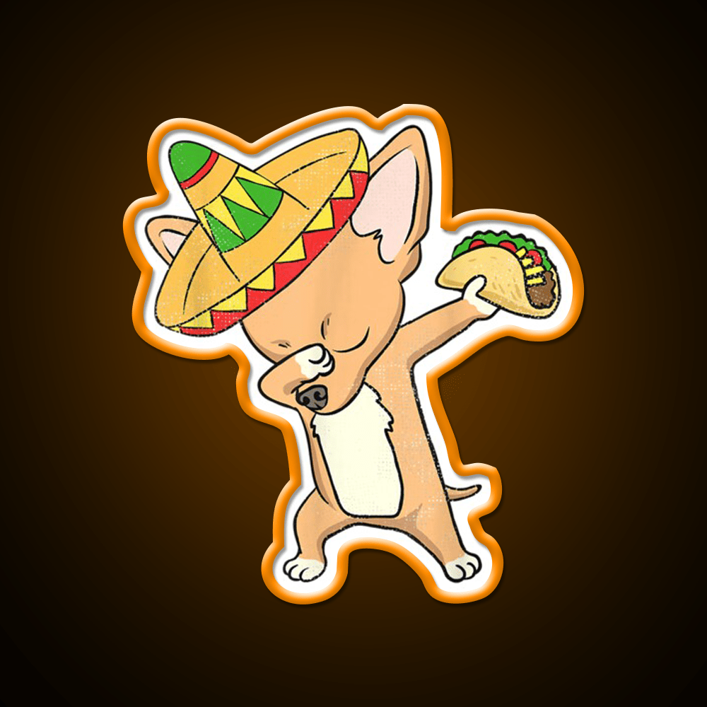 Funny Mexican Chihuahua Dog Taco Dabbing Taco Led Neon Sign Rgb Color - Shineneon
