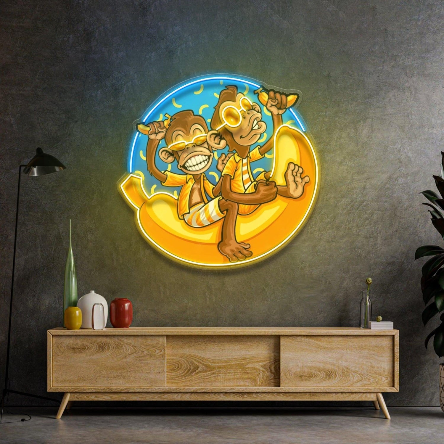 Funny Monkey Banana Cartoon Uv Printed Led Neon Sign For Home Bar Cafe Wall Art | Shineneon