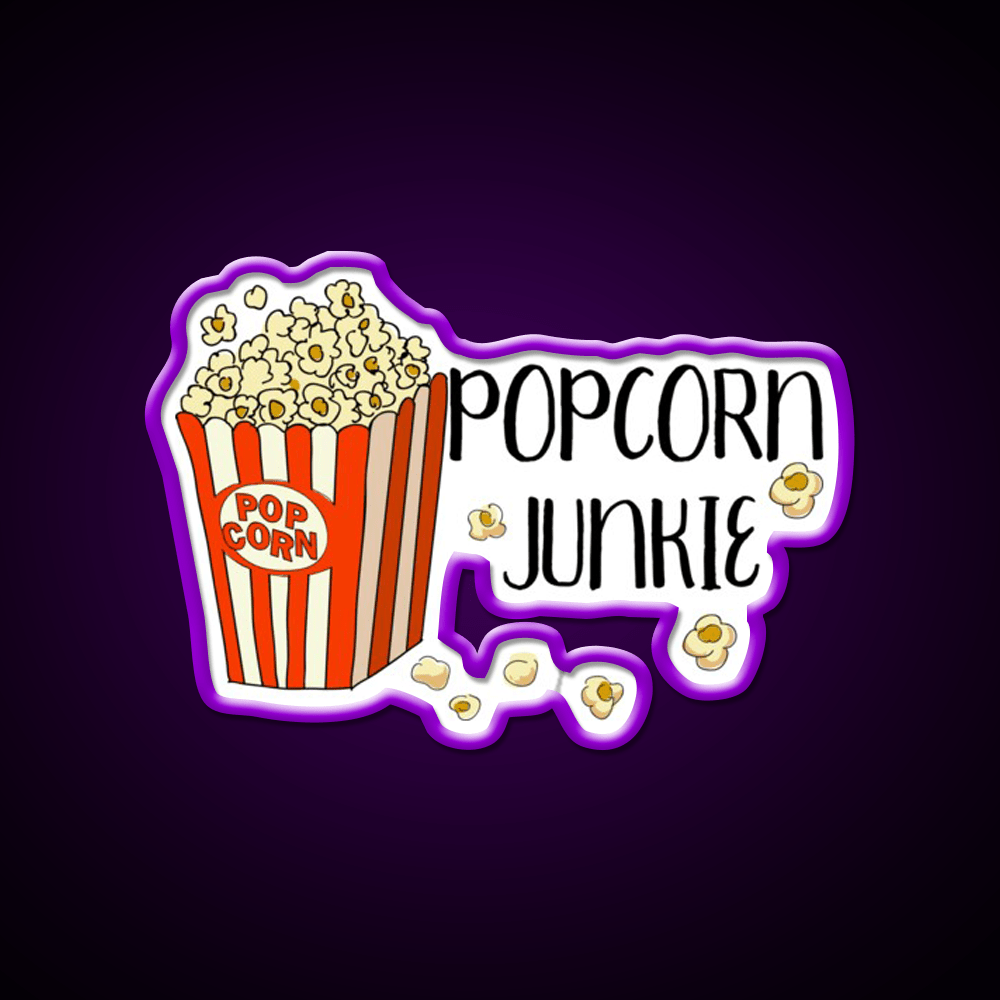 Funny Popcorn Junkie Snack Food Led Neon Sign Rgb Color - Shineneon