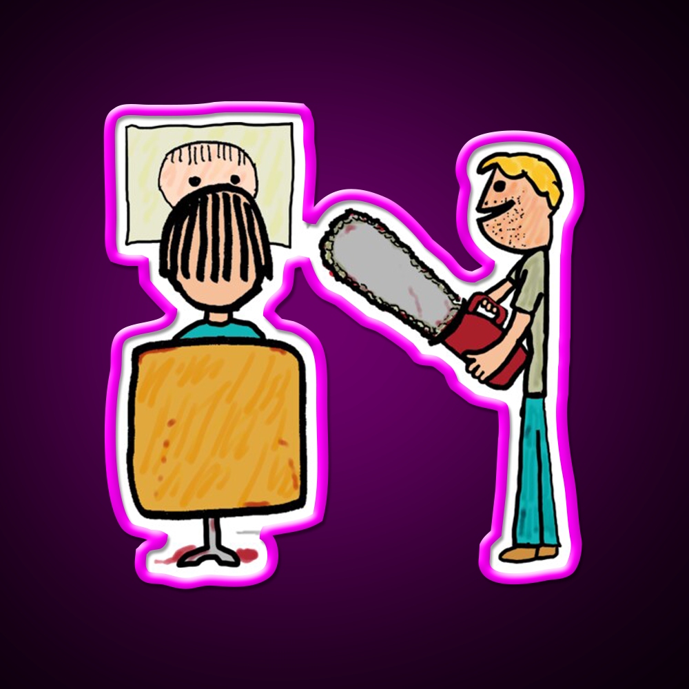 Funny Scary Barber Sweeney Todd Barber Shop Haircut Led Neon Sign - Neon sign mounted on wall in room