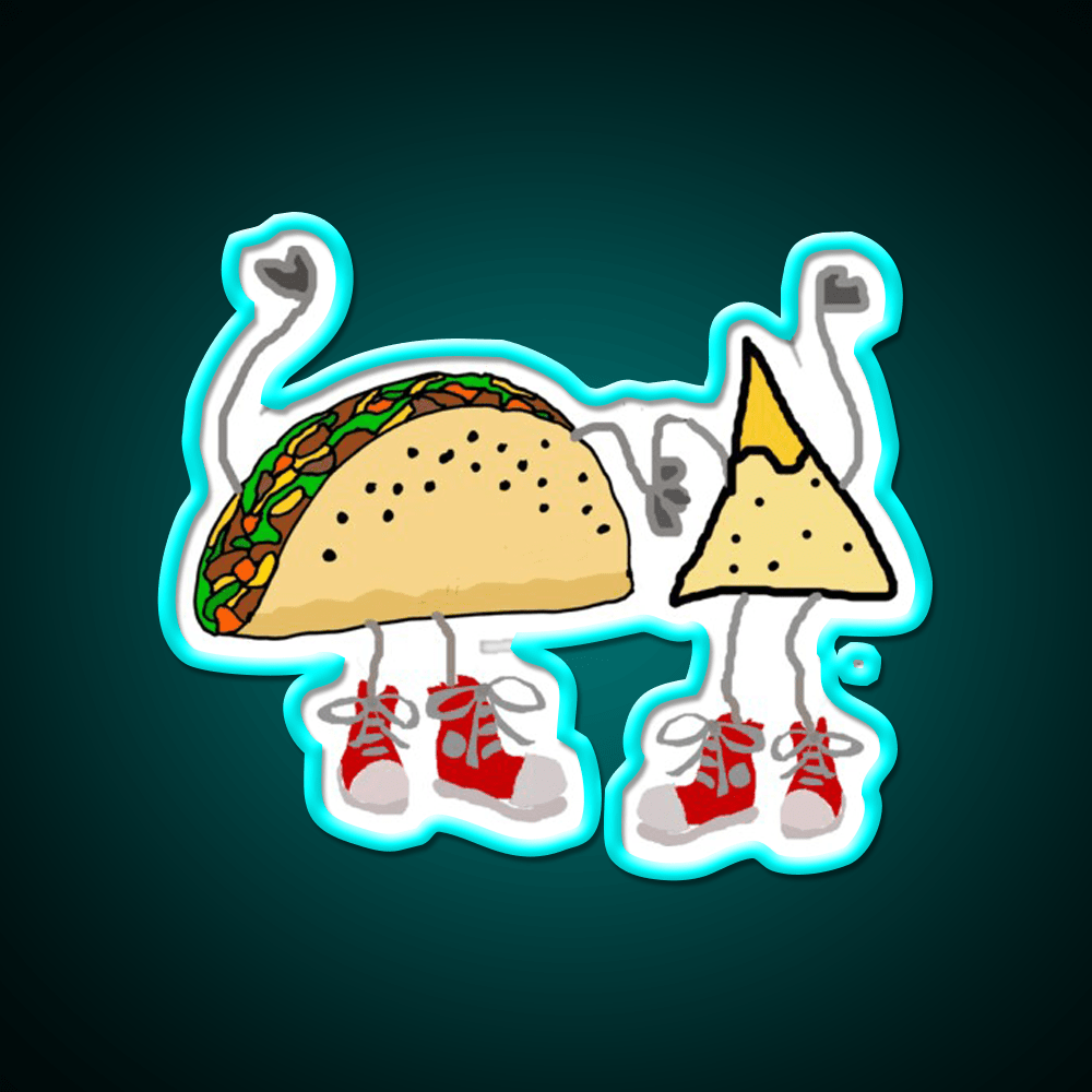 Funny Taco And Nacho Chip Cartoon Characters Taco Led Neon Sign Rgb Color - Shineneon