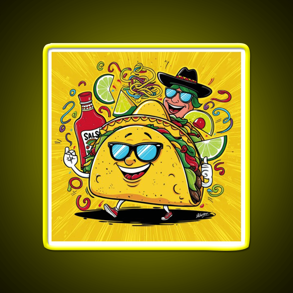 Funny Taco Hot Sauce Mexican Food On Tuesdays Taco Led Neon Sign Rgb Color - Shineneon