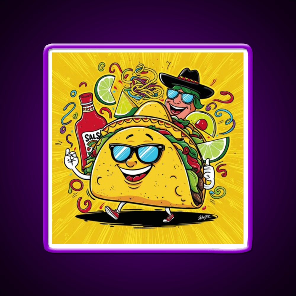 Funny Taco Hot Sauce Mexican Food On Tuesdays Taco Led Neon Sign Rgb Color - Shineneon