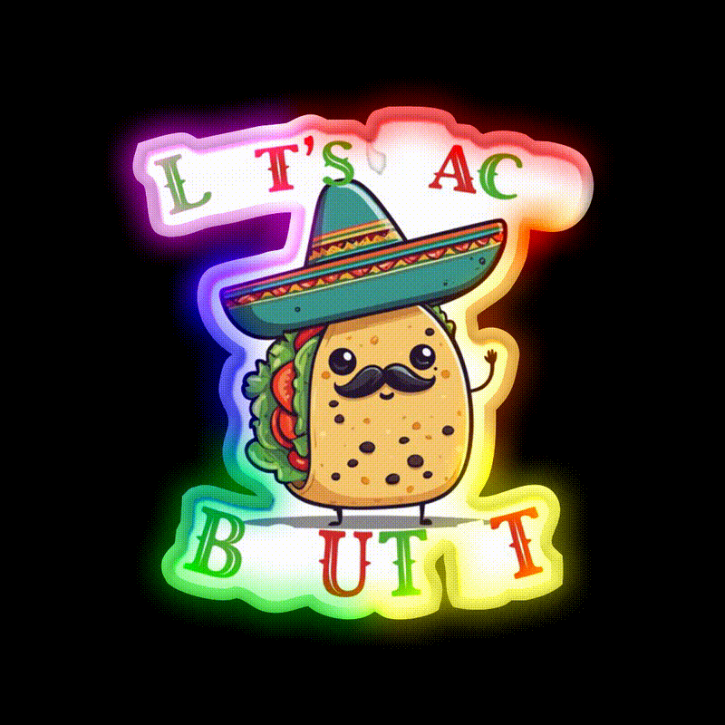 Funny Taco Saying Cinco De Mexican Taco Led Neon Sign Wall Light Rgb Color - LED neon sign close-up detail